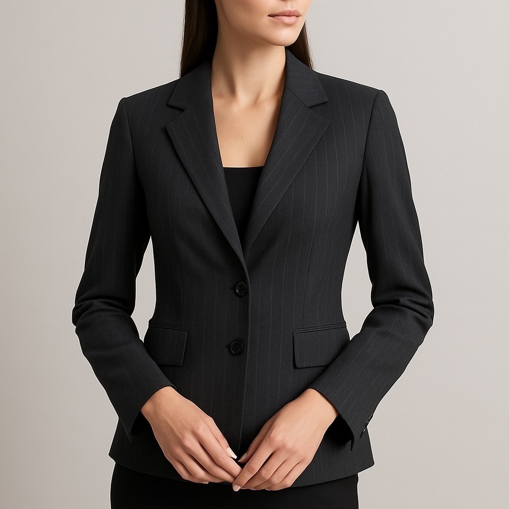 NWT Suzy Shier Pin Stripe Structured Blazer 7 CORPORATECORE